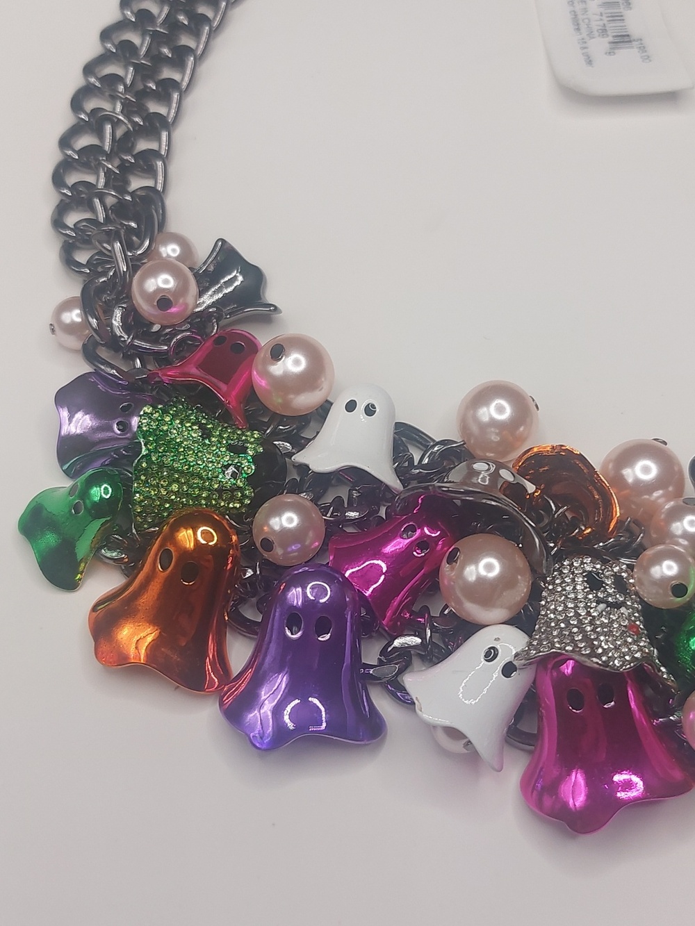 Betsey Johnson Halloween Colorful Ghosts Chunky Bib Statement Necklace - Picture 9 of 16
